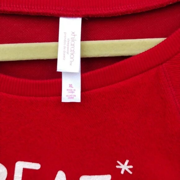 Xhilaration Red With Glittery White "Treat Yourself" Sweatshirt Size XL! - Picture 4 of 15